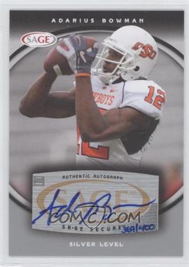 2008 SAGE - Autographs - Silver #A6 - Adarius Bowman /400