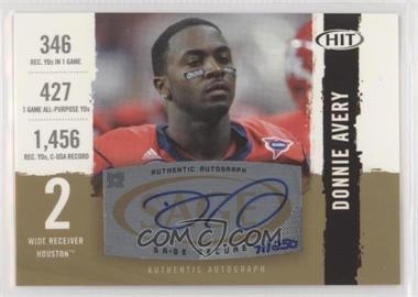 2008 SAGE Hit - Autographs - Gold #A98 - Donnie Avery /250