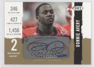 2008 SAGE Hit - Autographs - Gold #A98 - Donnie Avery /250