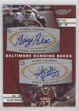 2008 SAGE Squared - Dual Autographs #A-76 - Ray Rice, Allen Patrick