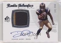 Rookie Authentics Auto Patch - Donnie Avery #/999