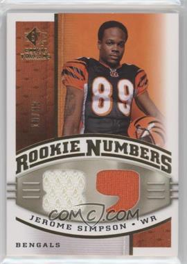 2008 SP Rookie Threads - Rookie Numbers - Gold #RN-SI - Jerome Simpson /82