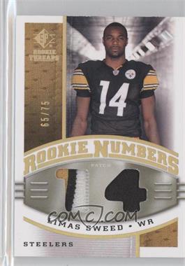 2008 SP Rookie Threads - Rookie Numbers - HoloGold Patch #RN-LS - Limas Sweed /75