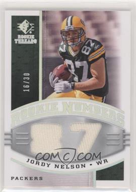 2008 SP Rookie Threads - Rookie Numbers - Platinum #RN-JN - Jordy Nelson /30