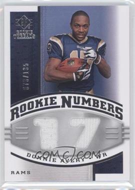 2008 SP Rookie Threads - Rookie Numbers #RN-DA - Donnie Avery /135