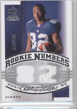 2008 SP Rookie Threads - Rookie Numbers #RN-MM - Mario Manningham /135