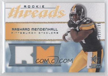 2008 SP Rookie Threads - Rookie Threads - Player Initials #RT-RM - Rashard Mendenhall /199