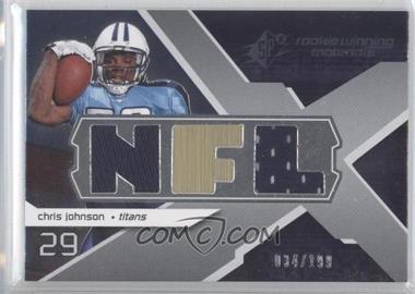2008 SPx - Rookie Winning Materials - Dual Jersey NFL Letters Numbered to 199 #RM-CJ - Chris Johnson /199