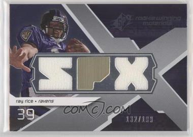 2008 SPx - Rookie Winning Materials - Dual Jersey SPX Letters Numbered to 199 #RM-RR - Ray Rice /199