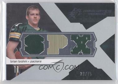 2008 SPx - Rookie Winning Materials - Dual Jersey SPX Letters Numbered to 75 #RM-BB - Brian Brohm /75