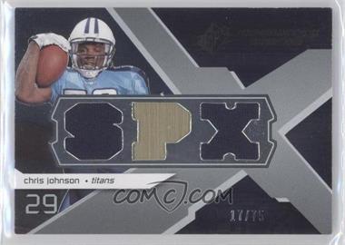 2008 SPx - Rookie Winning Materials - Dual Jersey SPX Letters Numbered to 75 #RM-CJ - Chris Johnson /75