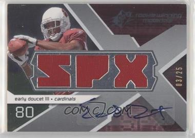 2008 SPx - Rookie Winning Materials - Triple Jersey SPX Letters Autograph #RM-ED - Early Doucet III /25