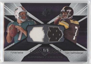 2008 SPx - Winning Combos - Numbered to 5 #WC14 - Chad Henne, Ben Roethlisberger /5