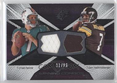 2008 SPx - Winning Combos - Numbered to 99 #WC14 - Chad Henne, Ben Roethlisberger /99