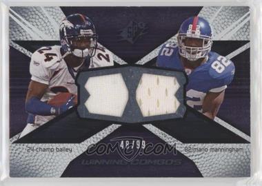 2008 SPx - Winning Combos - Numbered to 99 #WC15 - Champ Bailey, Mario Manningham /99