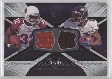 2008 SPx - Winning Combos - Numbered to 99 #WC32 - Edgerrin James, Willis McGahee /99