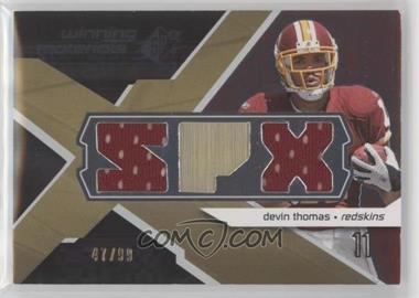 2008 SPx - Winning Materials - Dual Jersey SPX Letters #WM-DT - Devin Thomas /99