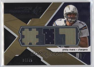 2008 SPx - Winning Materials - Single Jersey Player Jersey Numbers #WM-PR - Philip Rivers /75