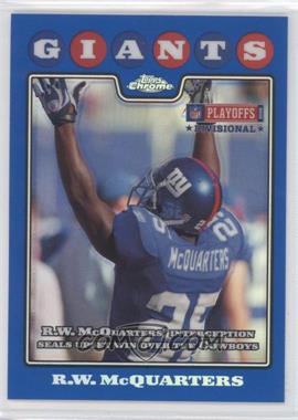 2008 Topps Chrome - [Base] - Blue Refractor #TC156 - R.W. McQuarters