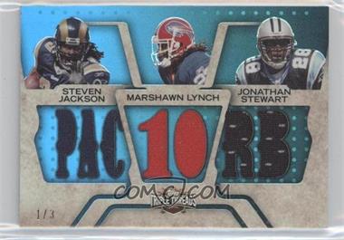 2008 Topps Triple Threads - Relic Combos - Sapphire #TTRC-76 - Marshawn Lynch, Steven Jackson, Jonathan Stewart /3