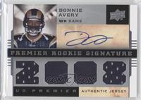 Premier Rookie Signature Memorabilia - Donnie Avery #/275