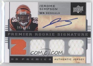 2008 UD Premier - [Base] #122 - Premier Rookie Signature Memorabilia - Jerome Simpson /275