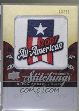 2008 UD Premier - Premier Stitchings - Variation Logo Silver #PS-GD - Glenn Dorsey /30 [Noted]