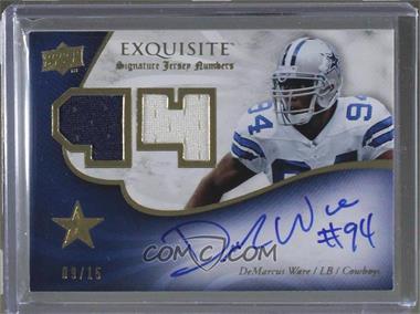 2008 Upper Deck Exquisite Collection - Signature Jersey Numbers Dual Piece #ES2N-WH - DeMarcus Ware, AJ Hawk, A.J. Hawk /15