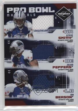 2009 Donruss Limited - Pro Bowl Materials Trios #3 - Steve Smith, Julius Peppers, Jon Beason /100