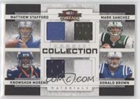 Mark Sanchez, Donald Brown, Knowshon Moreno, Matthew Stafford #/100