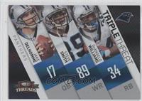 Jake Delhomme, Steve Smith,  DeAngelo Williams #/100