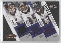 Joe Flacco, Derrick Mason, Willis McGahee #/250