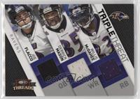 Joe Flacco, Derrick Mason, Willis McGahee #/250