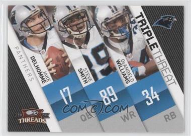 2009 Donruss Threads - Triple Threat #1 - Jake Delhomme, Steve Smith,  DeAngelo Williams