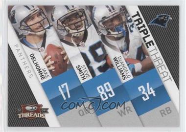 2009 Donruss Threads - Triple Threat #1 - Jake Delhomme, Steve Smith,  DeAngelo Williams