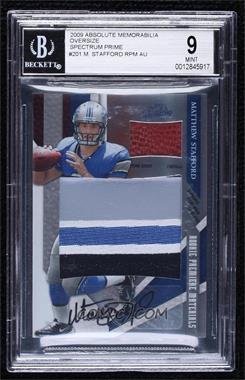 2009 Playoff Absolute Memorabilia - [Base] - Spectrum Jumbo Prime With Football Signatures #201 - Rookie Premiere Materials - Matthew Stafford /10 [BGS 9 MINT]