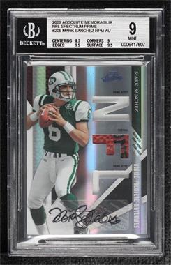 2009 Playoff Absolute Memorabilia - [Base] - Spectrum NFL Prime Signatures #205 - Rookie Premiere Materials - Mark Sanchez /10 [BGS 9 MINT]