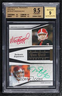 2009 Playoff National Treasures - Pen Pals #PP-MSMS - Matthew Stafford, Mark Sanchez [BGS 9.5 GEM MINT]