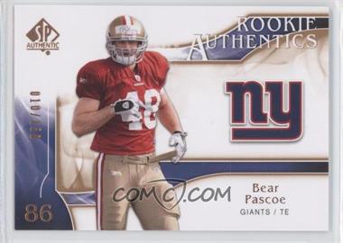 2009 SP Authentic - [Base] - Copper #291 - Rookie Authentics - Bear Pascoe /150