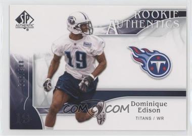 2009 SP Authentic - [Base] #298 - Rookie Authentics - Dominique Edison /999