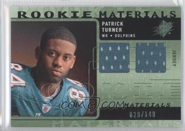 2009 SPx - Rookie Materials - Green #RM-PT - Patrick Turner /149
