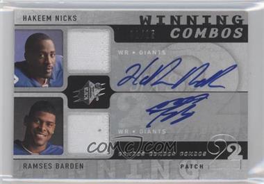 2009 SPx - Winning Combos - Patch Autographs #W2-NB - Hakeem Nicks, Ramses Barden /15