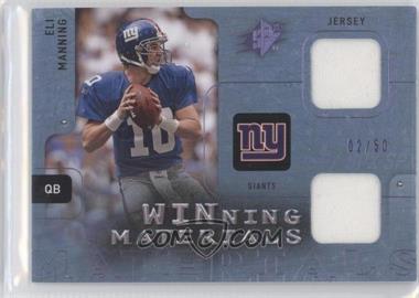 2009 SPx - Winning Materials - Dual Blue #W-EM - Eli Manning /50