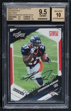 2009 Score Inscriptions - [Base] - Red Zone Autographs #364 - Rookie - Knowshon Moreno /30 [BGS 9.5 GEM MINT]