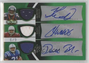 2009 Topps Triple Threads - Autographed Relic Combos - Emerald #TTRCA-3 - Knowshon Moreno, Chris Wells, Donald Brown /9