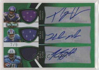 2009 Topps Triple Threads - Autographed Relic Combos - Emerald #TTRCA-5 - Percy Harvin, Hakeem Nicks, Kenny Britt /9