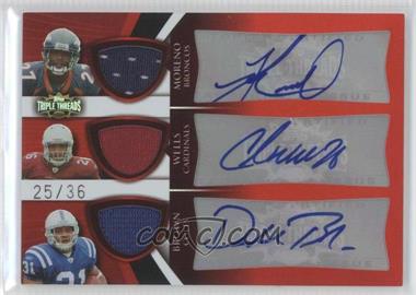 2009 Topps Triple Threads - Autographed Relic Combos #TTRCA-3 - Knowshon Moreno, Chris Wells, Donald Brown /36