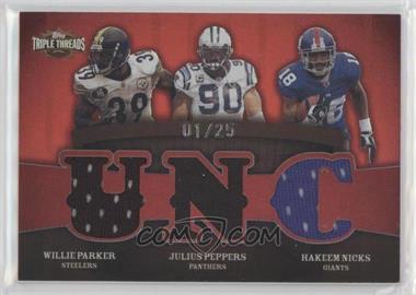 2009 Topps Triple Threads - Relic Combos #TTRC-46 - Willie Parker, Hakeem Nicks, Julius Peppers /25