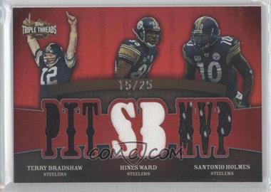 2009 Topps Triple Threads - Relic Combos #TTRC-6 - Terry Bradshaw, Hines Ward, Santonio Holmes /25