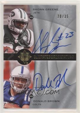 2009 Upper Deck Ultimate Collection - Ultimate Dual Signatures #D-GB - Donald Brown, Shonn Greene /35